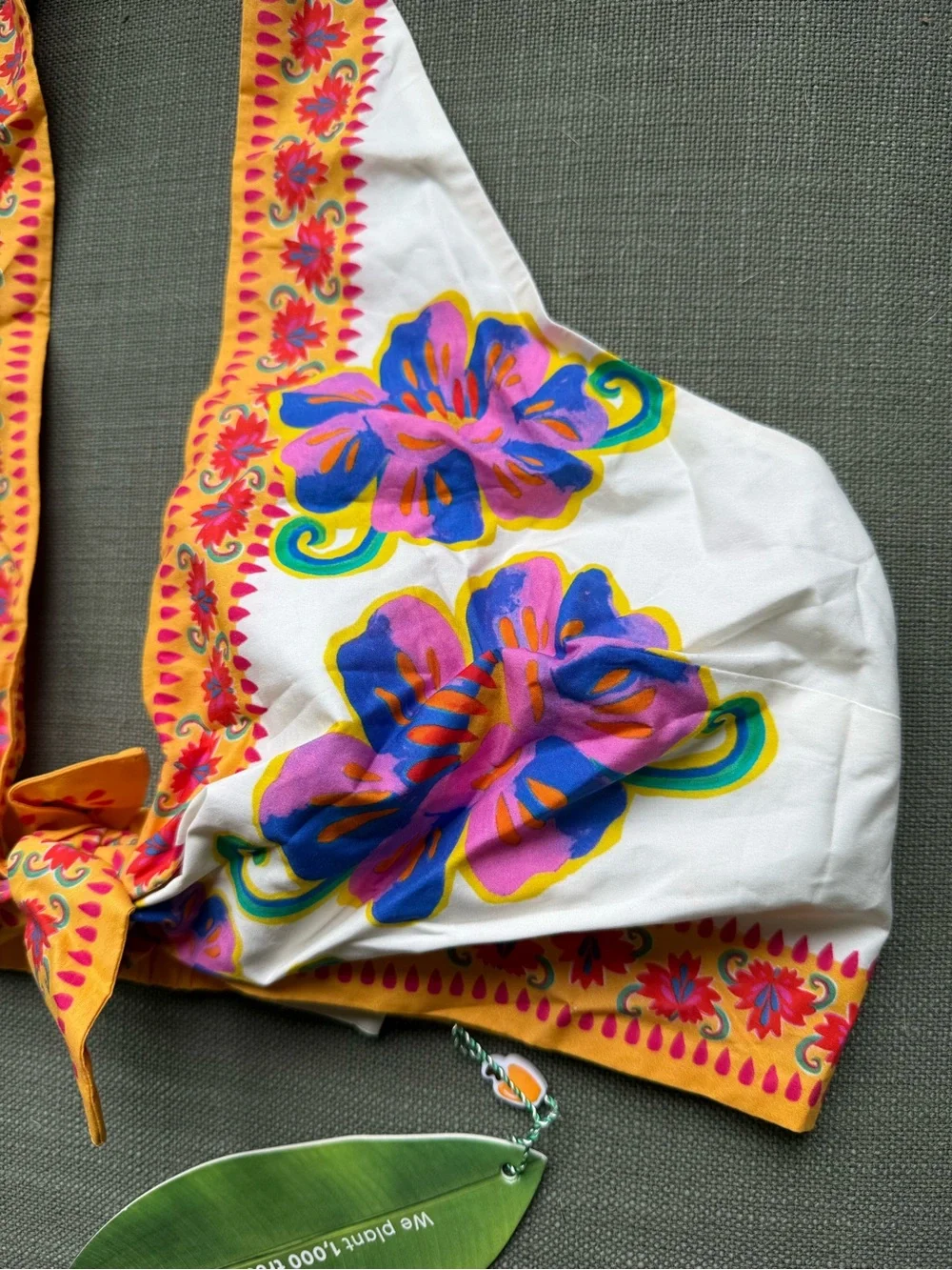 Farm Rio Vivid Garden Halter Bikini Crop Top Tie Front Stretch Large NWT Floral - Picture 3 of 8